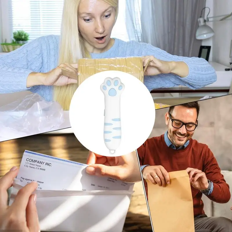 Coupe-boîte de patte de chat, coupe-Carton télescopique Portable, découpeuse d'enveloppe de patte de chat, outil mignon pour femmes et filles