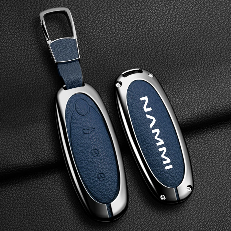 Alloy Leather Car Remote Key Case Cover Shell Fob For Dongfeng NAMMI 01New Engery High Level 2024 Interior Protective Keychain