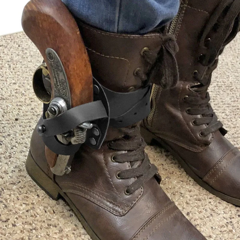 Mini Pistol Derringer Leg Garter Holster Renaissance Pirate Gear Leather Flintlock Holder Steampunk Larp Cowboy Cosplay Props