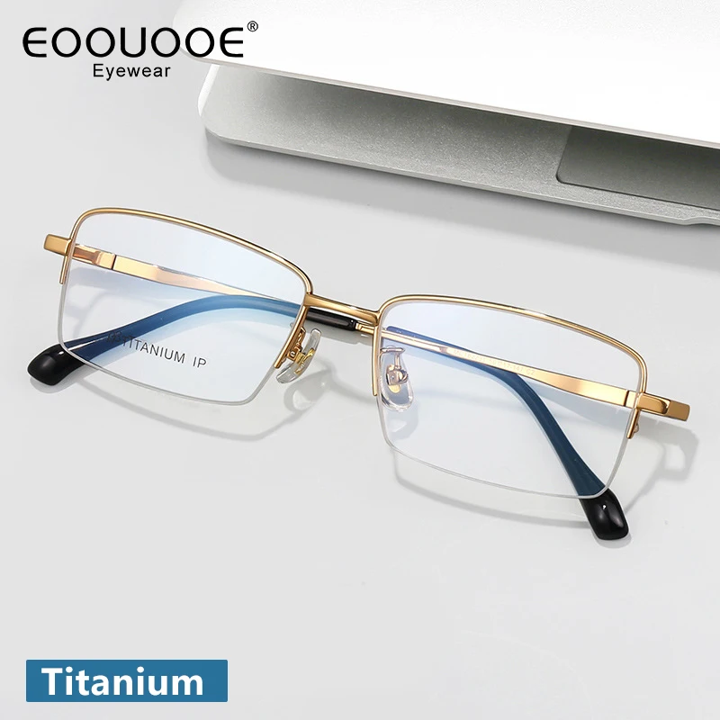 

Men Eyeglass Frames Pure Titanium Eyewear Half Design Lentes Optical Glasses Myopia Reading Oculos Men's Lenses Anti-Reflection