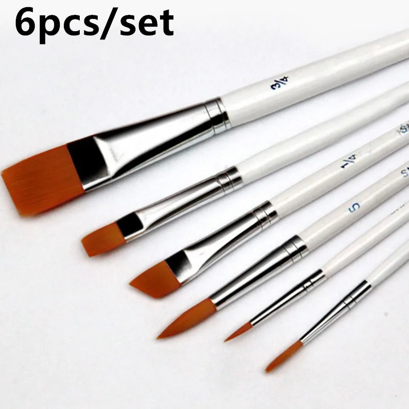 

6pcs /set Painting Brush Oil Paint Nylon Hair Water Color Painting Brush Acrylics Brush Art Set Oil Painting Brushes