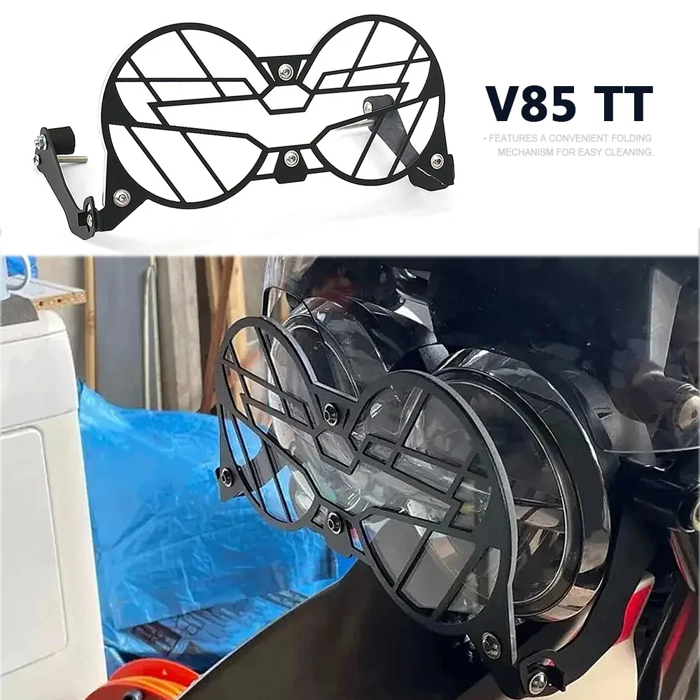 

For Moto Guzzi V85 TT V85TT Folding Headlight Guard Protector Grill with Acrylic Glass Lens Motorcycle Accessories