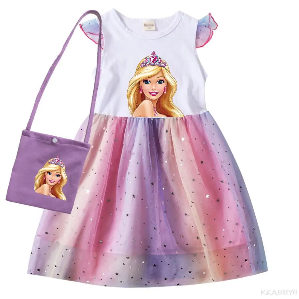 Hot Barbie Girls abbigliamento Casual principessa abito manica corta per ragazze Toddler Baby Vestidos Teenping abiti kawaii