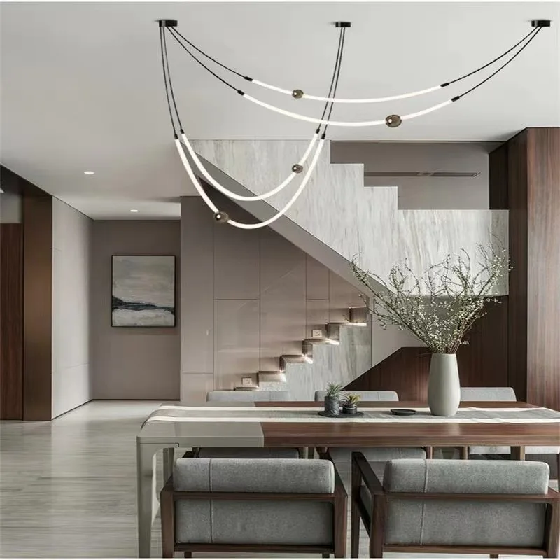 

SANDYHA современная скандинавская минималистичная светодиодная подвесная люстра, стильная силиконовая лампа для столовой, бара, зала, внутреннее освещение