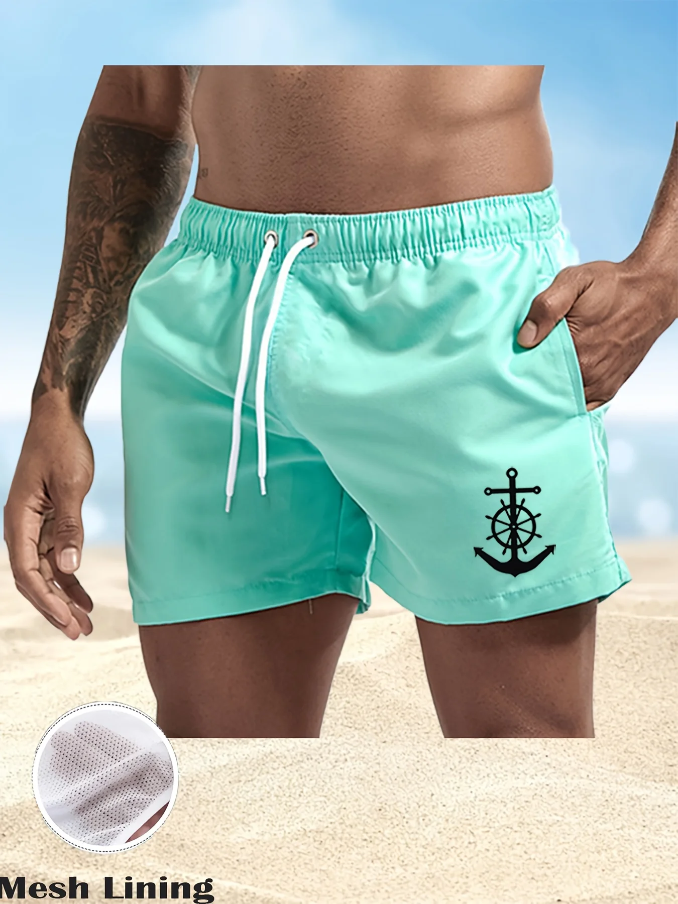 

Fashionable beach swim trunks for going out, sports, swimming, and vacation, comfortable and breathable, double-layer shorts
