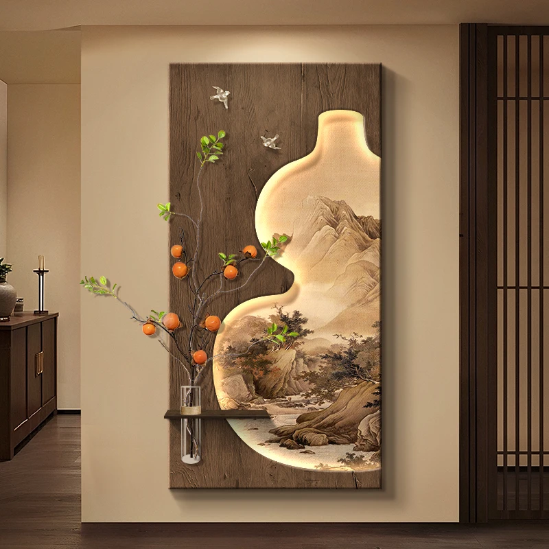 Pomegranate Pomegranate Lucky Gourd Hanging Painting Corridor Passage High-end Feeling with Light Wall Painting