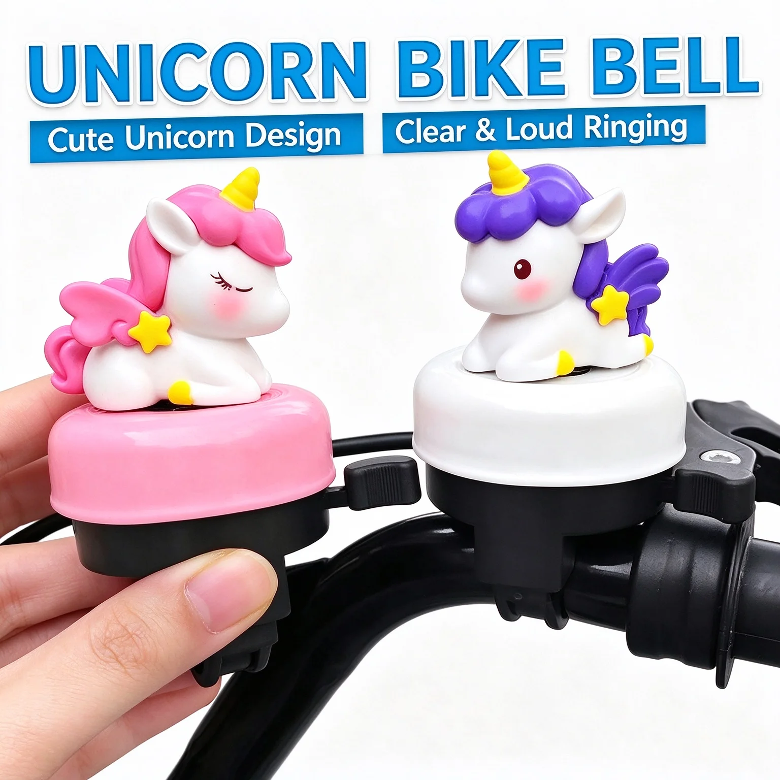 Cute Cartoon Unicorn Bicycle Bell Universal Loud Clear Horn for Balance Bike Bicycle Skateboard Scooter Accessories Gift