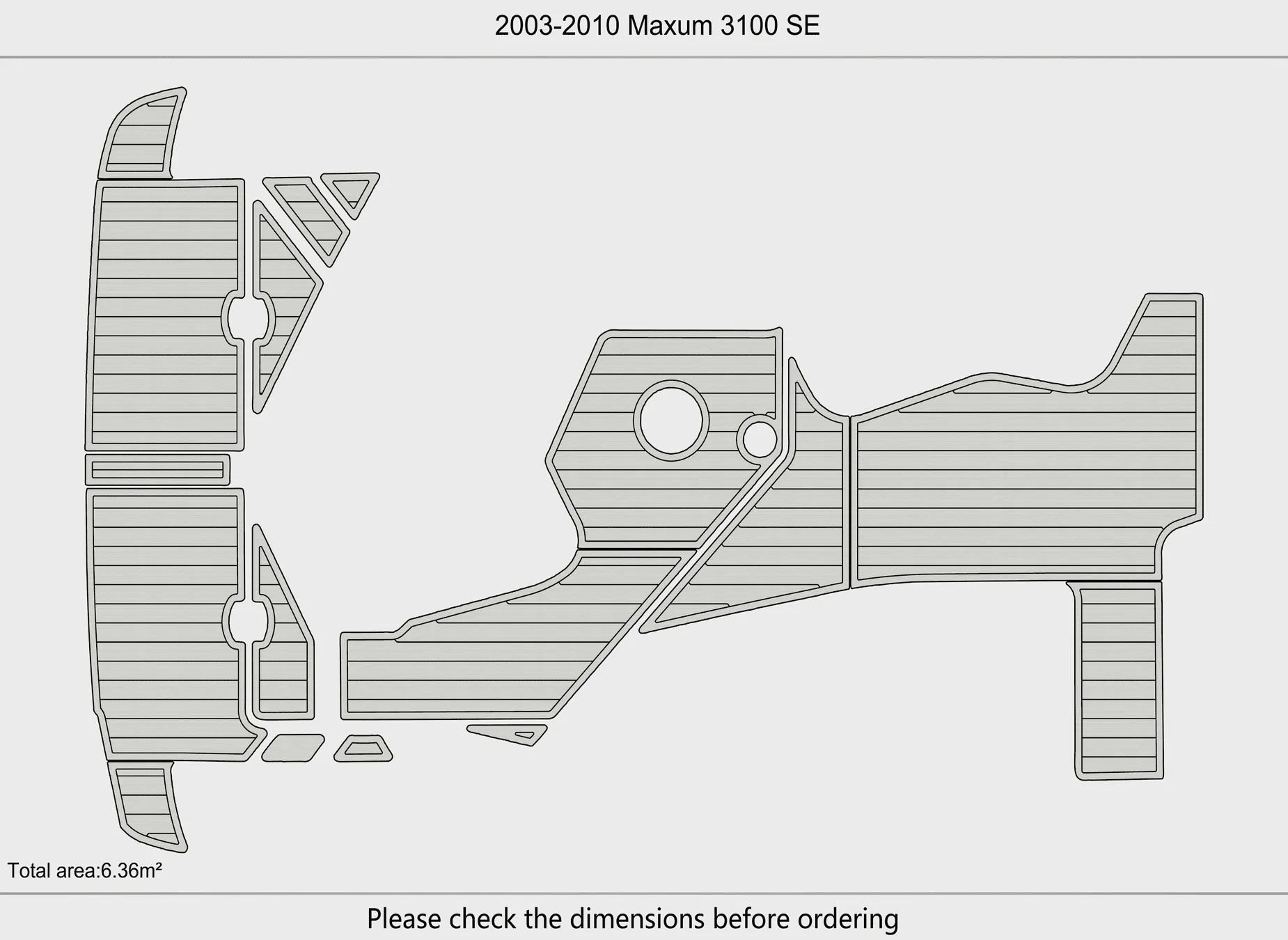 Marine Faux Teak EVA Non-Slip Mat -2004-2010 Maxum 3100 SE Self-Adhesive 1/4" (6mm) Boat Deck Pad for Cockpit & Deck - view 3