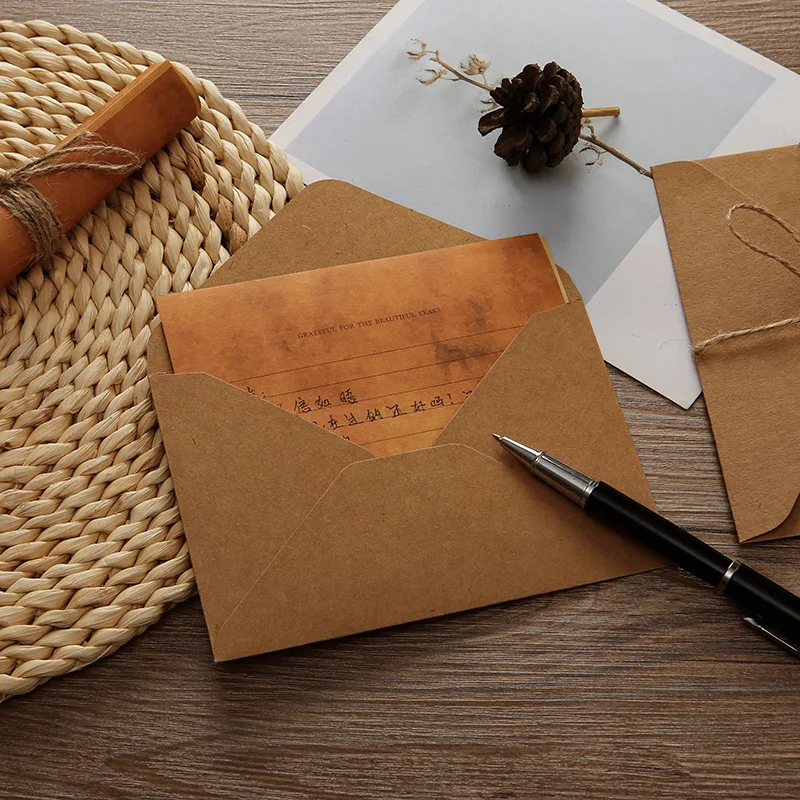 Papier Kraft Retro Papier Listowy Pocztówki Koperty Vintage Torba do Przechowywania Europejski Styl Zaproszenia Ślubne Listy Artykuły Papiernicze Biurowe