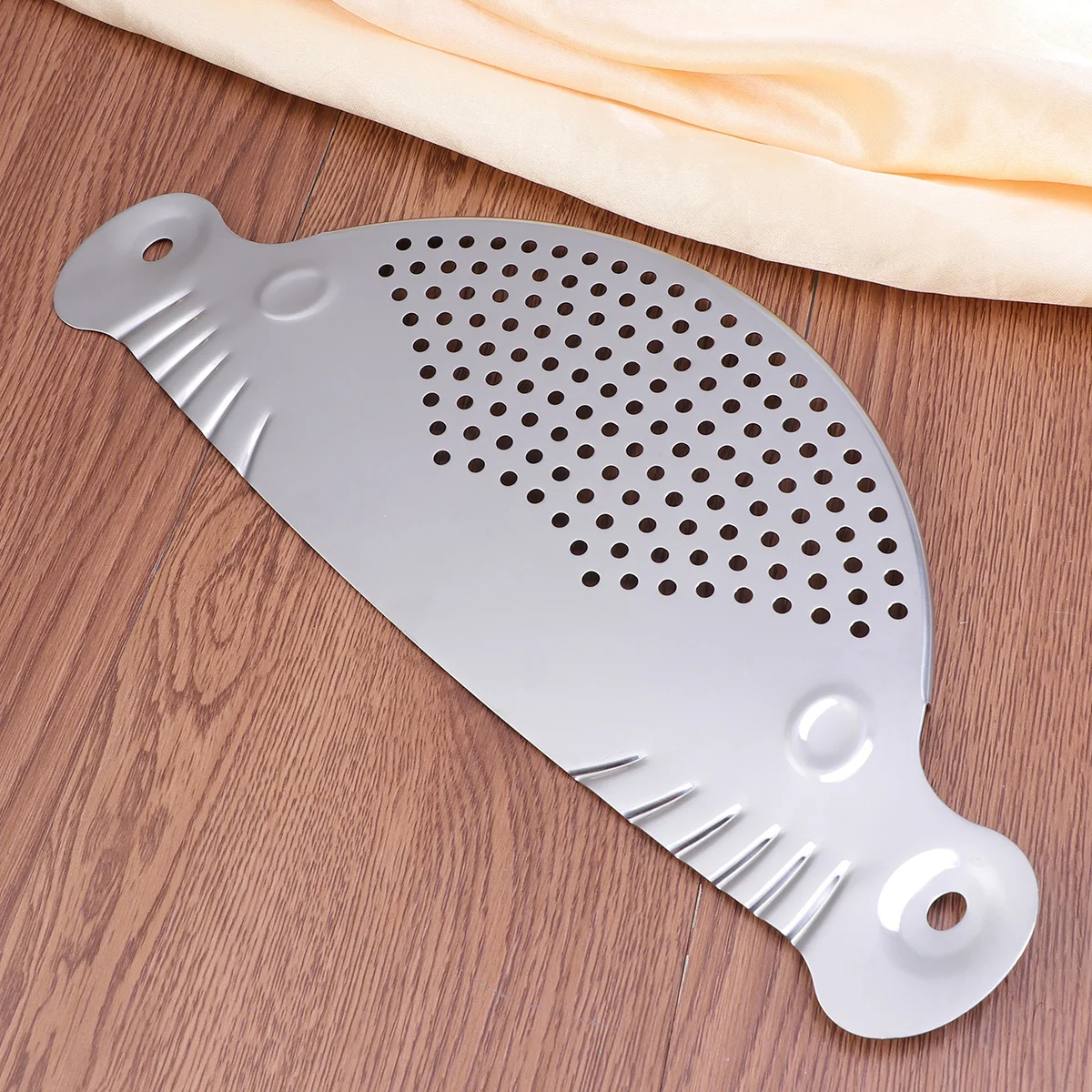 Filtro de panela de aço inoxidável, placa de escorredor de pia de cozinha resistente para massa, drenagem de água fervente, ferramenta de filtro de prata