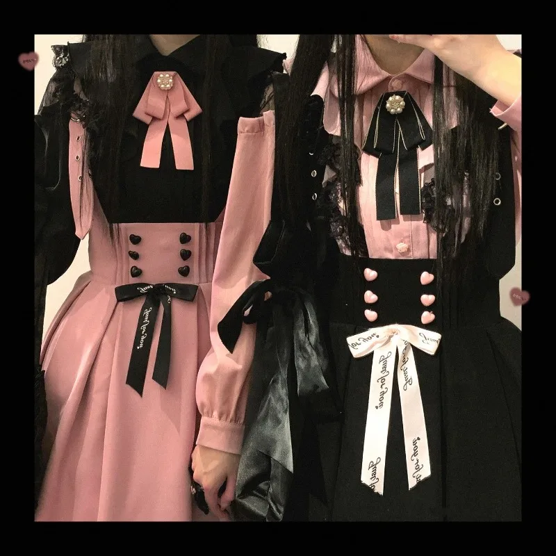 الصيف Kawaii Y2k لوليتا قميص اليابانية Harajuku الحلو الدانتيل الكشكشة القوس كم طويل البلوزات النساء لوليتا الملابس الجمالية القمم #2