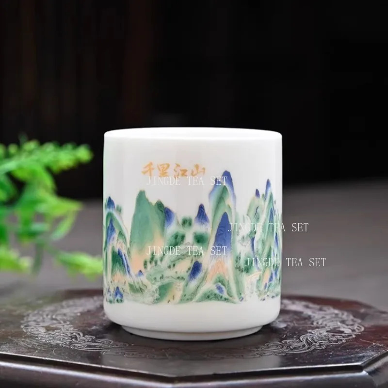 Sheep Fat Jade Straight Mouth Cup Chinese White Porcelain Tea Cup Small Capacity Kung Fu Tea Cup Guest Teacup Drinking Utensils