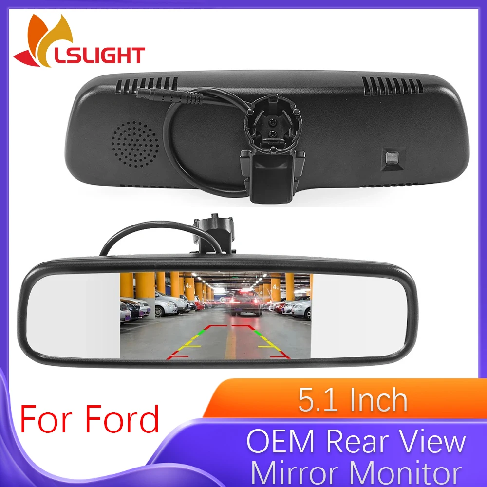

Для Ford 5,1-дюймовый зеркальный дисплей заднего вида, внутренний TFT ЖК-дисплей OEM HD, парковочная камера заднего вида, аксессуары для резервного монитора