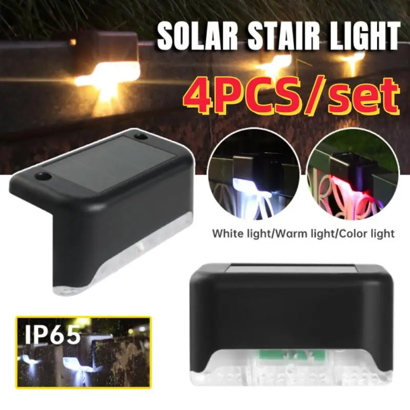 

4Pack LED Solar Stair Light Lamp Waterproof Passage Courtyard Guardrail Step Night Light For Outdoor Garden Borders Terrace