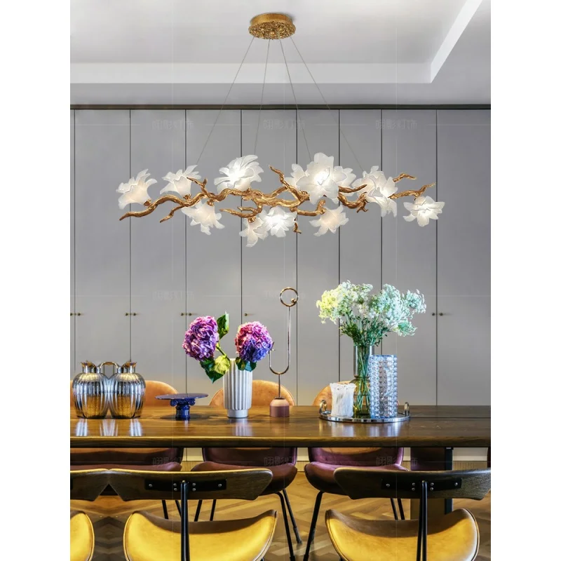 New Luxury Restaurant Pendant Lamp Art Living Room Crystal Lamp All Copper Bar Counter Customer Chinese Tea Room Lamp