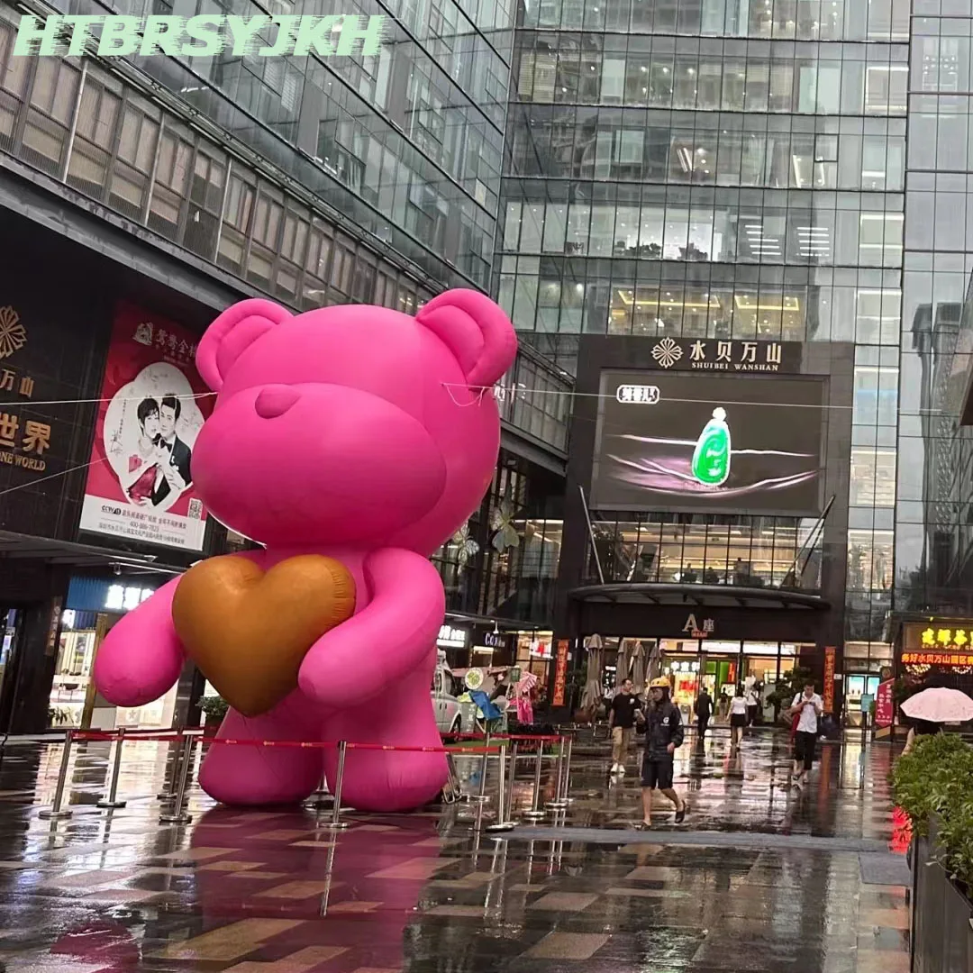 

4 м гигантская надувная модель розового медведя, воздушный удар, талисман животного с белой светодиодной подсветкой, детская вечеринка, украшение для общественного питания, реклама для мероприятий
