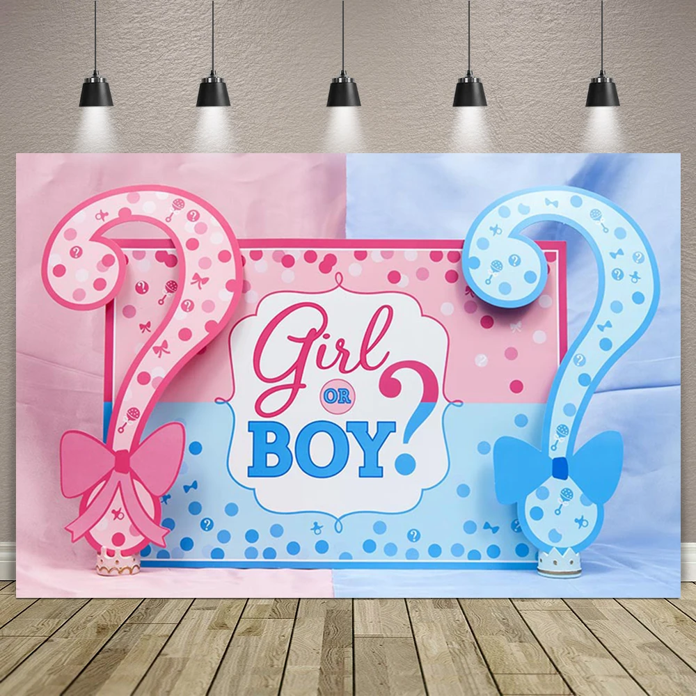 Newborn Gender Reveal Backdrop Banner For Photography Boy Or Girl Baby Shower He Or She Party Decor Photographic Background Prop