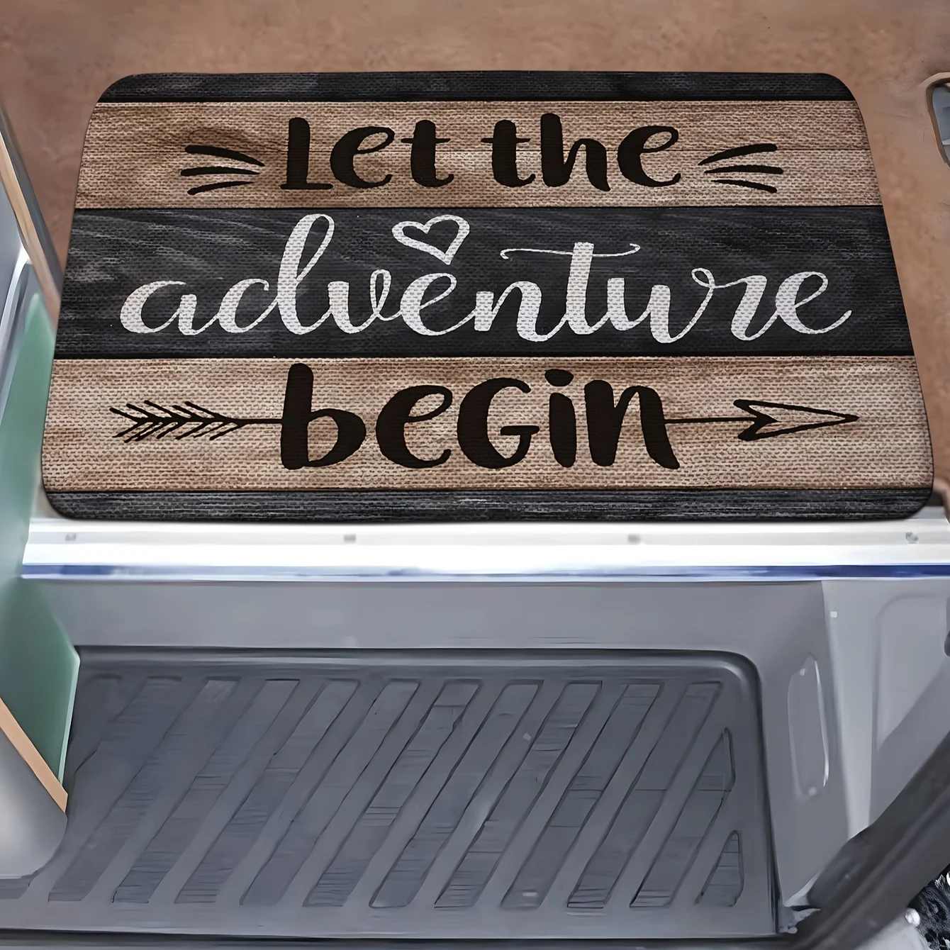 Decorative Welcome Doormat Let The Adventure Begin Mat Polyester Porch Entryway Mat Home Decor Indoor Outdoor Waterproof Rug