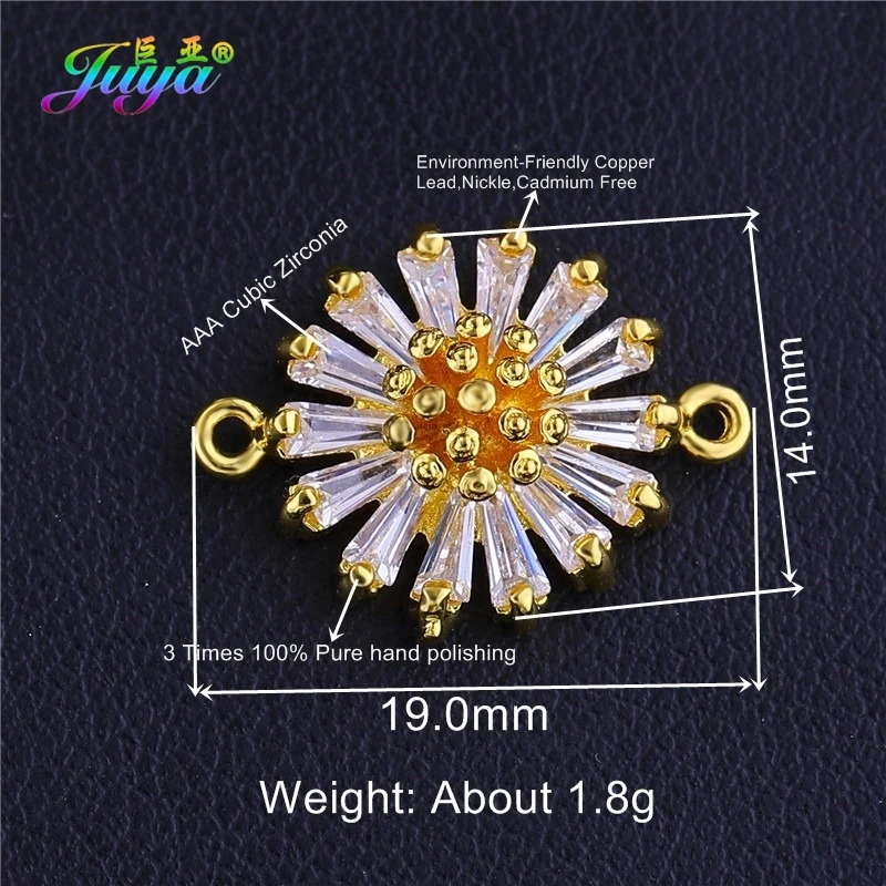 Juya DIY-Schmuckzubehör für Damen, kubischer Zirkonia, Blumenverbinder, Zubehör für Handarbeiten, Charms, Armbänder, Ohrringe, Herstellung – Detail 12