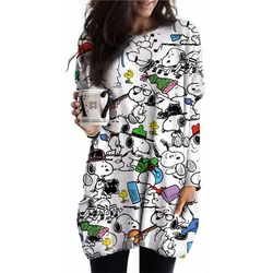 Women's Spring and Autumn Wear Women's Autumn Sports Shirt Long Sleeve Pocket T-shirt Snoopy Printed Casual Top y2k Clothes