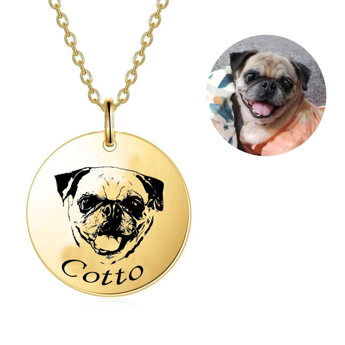 

Personalized Pet Photo Necklace For Women Cute Cat Dog Birth Month Flowers Necklace Custom Animal Stainless Steel Jewelry Gift