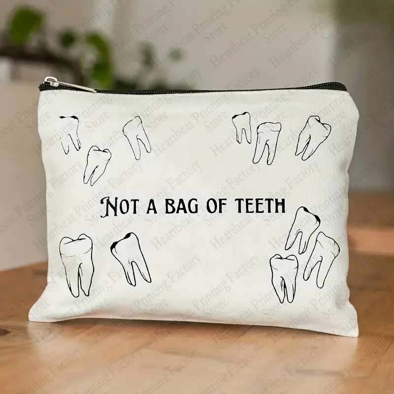 Not A Bag of Teeth Pattern Makeup Bag Essential for Dental Nurses Best Gift for Teeth Workers Lipstick Bag for Dental Hospital