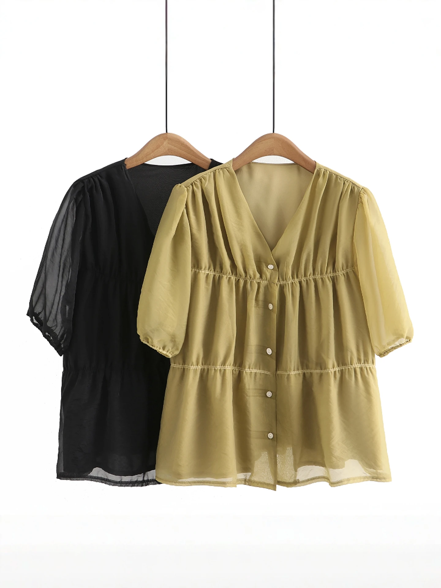 plus Size Women's Bubble Sve irt V-Ne ort Sve Open Cardigan Summer Slimming Top Casual Comfortable Polyester Fiber