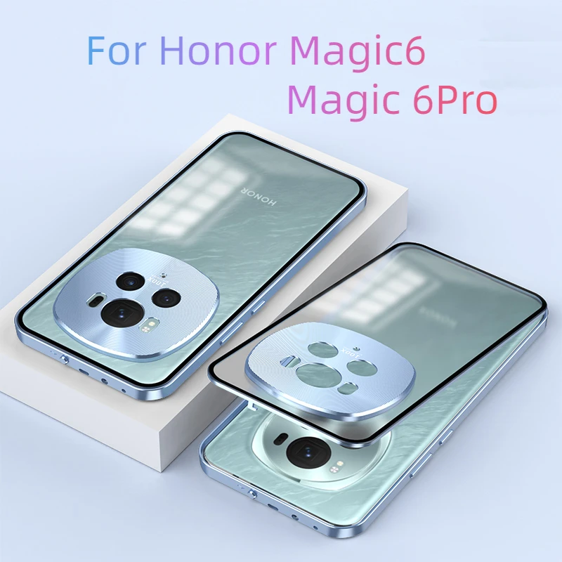 Aluminium Alloy Metal Frame Bumper for Huawei Honor Magic 6 Pro Case Matte Acrylic Back Cover Camera Lens Protector Case Funda