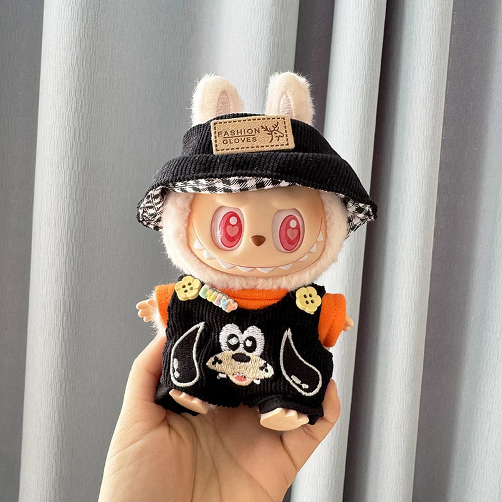 Mini Plush Doll'S Clothes Outfit Accessories For Korea Kpop Exo 15-17cm Labubu Idol V1 V2 blackened overalls Clothing Gift