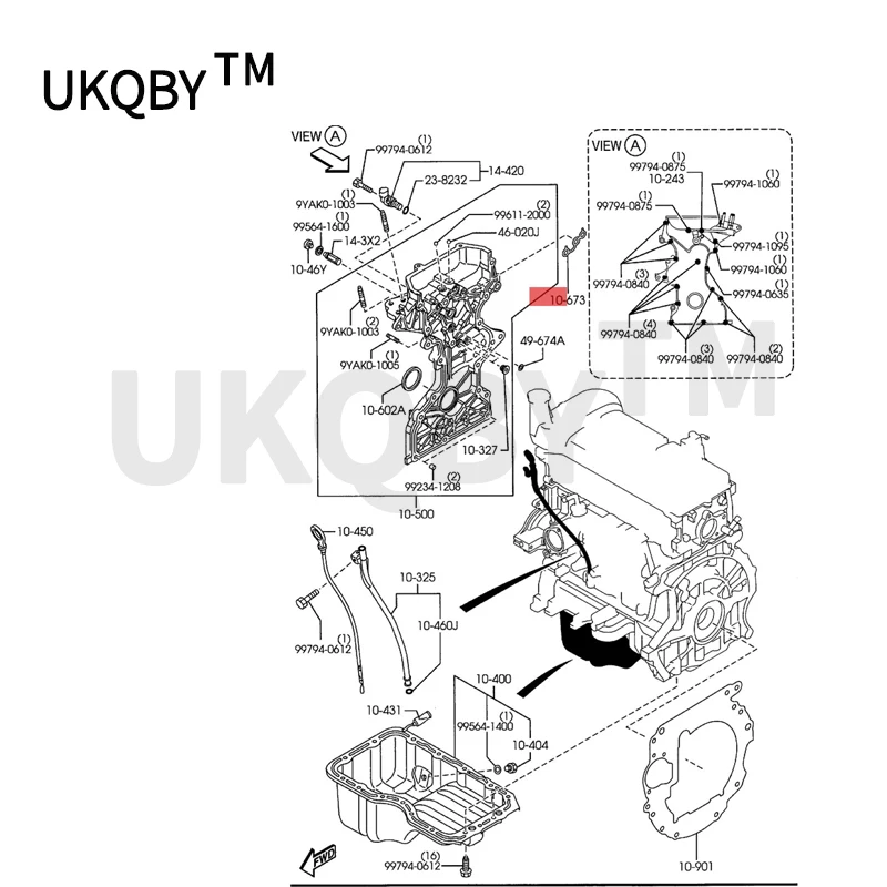 Ap pl ic ab le to Ma zd a 2 Ma zd a 3 Engine timing gauge cover timing gear cover sealing ring O-ring