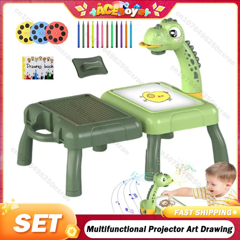 

Multifunctional Projector Art Drawing Table LED Toy Kids Painting Board Desk Crafts Interactive Educational Learning Paint Gifts