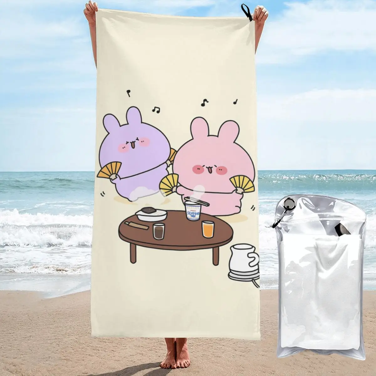 

Asamimichaan Cute Asamimi Beach Towel Poncho Bathing Towels Cover-ups Quick Dry Sand Free Yoga Spa Gym Pool