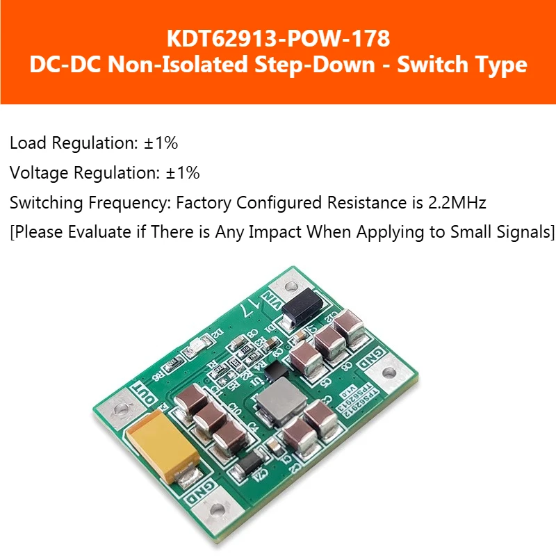 TPS62913 وحدة إمداد الطاقة DC-DC وحدة تنحى تحويل التيار الكهربائي كفاءة عالية 15 واط قوة الذروة KDT62913-POW-178