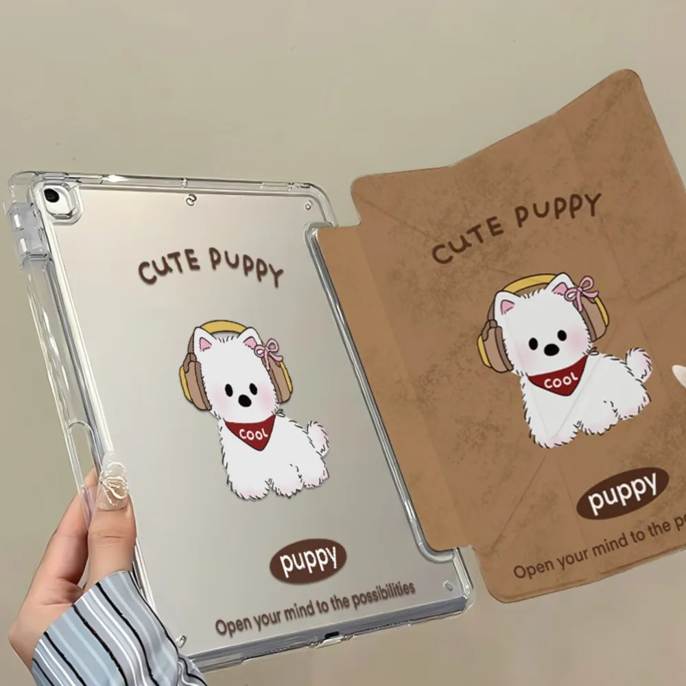 Y-Fold Edge High Clarity Tablet Case for Apple iPad Pro 11 2021/2022 Mini 6 8.3 Aesthetic Retro Cartoon West Highland Puppy