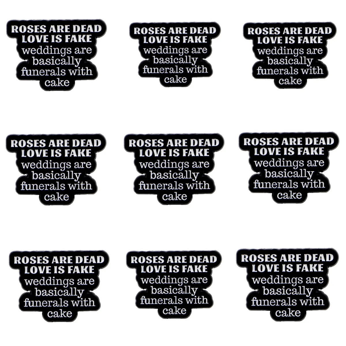 9pcs ROSES ARE DEAD LOVE IS FAKE Enamel Pin Brooch For Coat Brooches Set Collar Lapel Pins Metal Badges Jewelry Gift for Friends