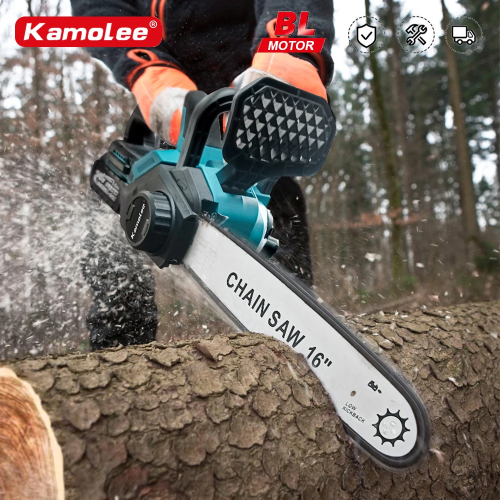 Kamolee 16Inch 8000w Brushless Electric Chainsaw Automatic Oiling Woodworking Power Tool For Makita 18v Battery