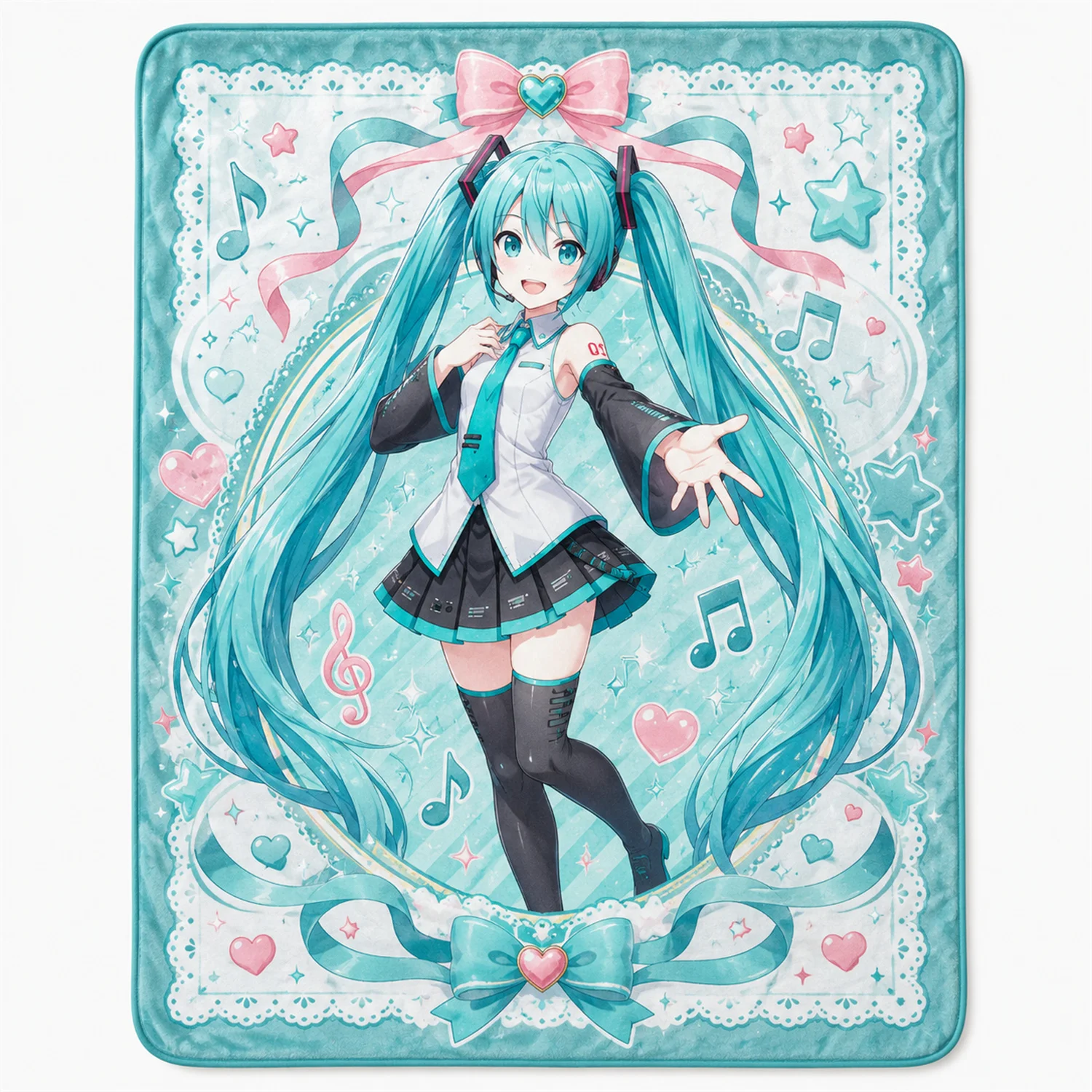 Anime Hatsune Miku Decke Weiche Flanell-Fleece-Decke Niedliche Vocaloid-Charakter Bettwäsche Wohndeko Geschenk – Detail 4