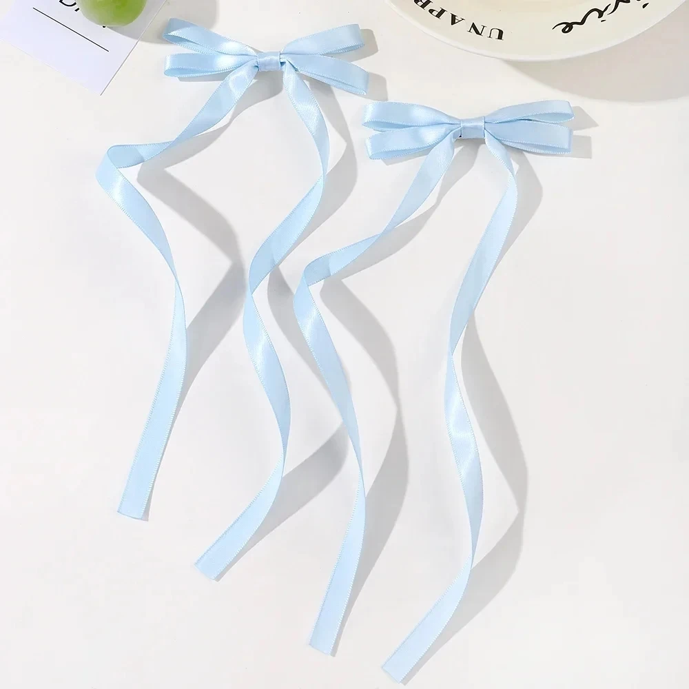 2 Stück Stoff-Haarschleifen-Haarspangen für Damen und Mädchen, Band-Haarklammern, Kopfschmuck, einfarbige Schleifen-Top-Clips, weibliche Haar-Accessoires – Detail 15