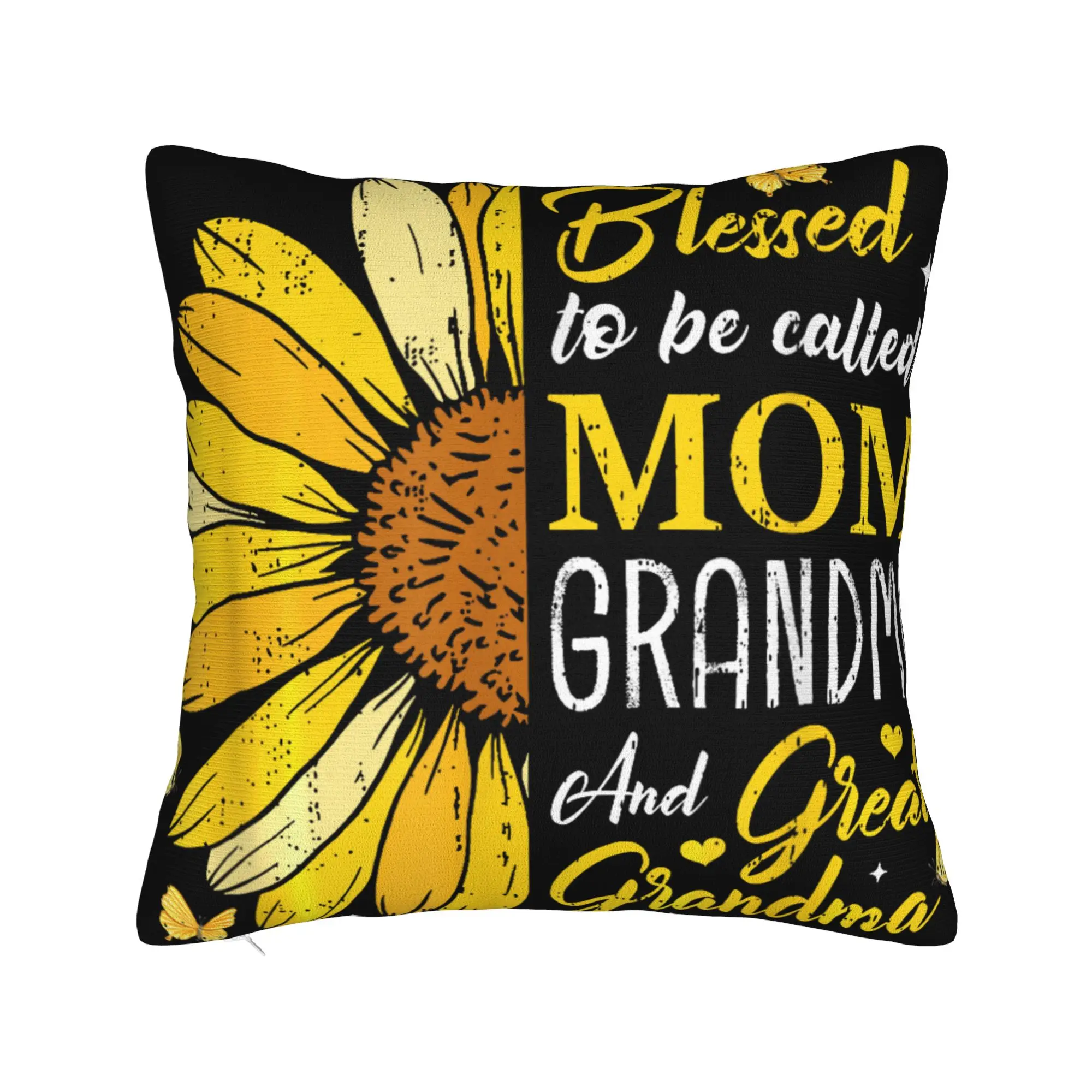 Blessed to Be Called Mom Grandma Great Grandma Mother's Day Pillowcase Cushion Cover Decorations Pillow Case Cover Square 18'