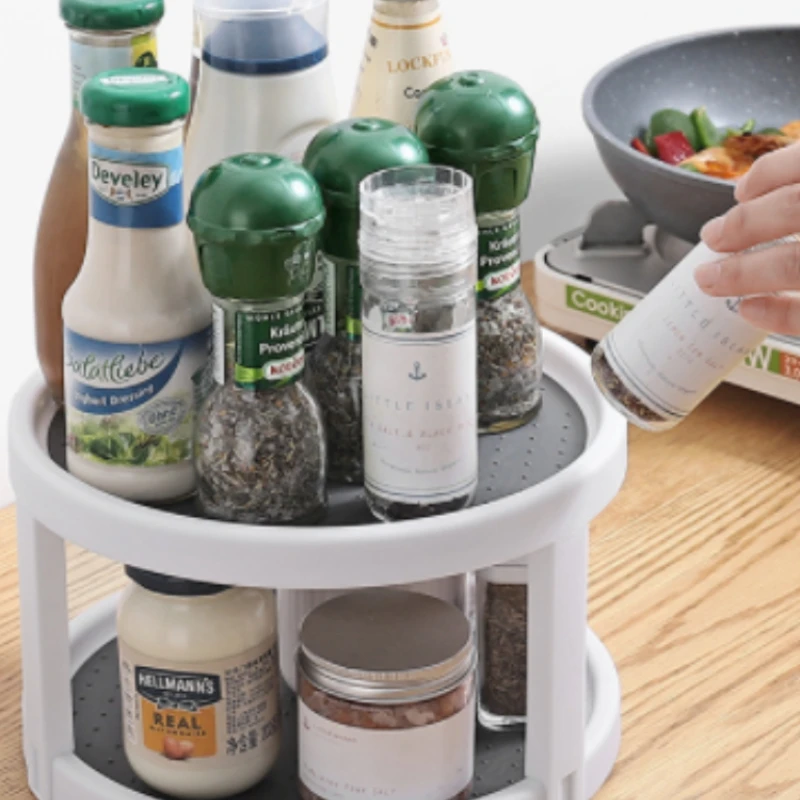 360° Rotating Spice Rack Organizer Seasoning Holder Kitchen Storage Tray Lazy Susans Home Supplies for Bathroom, Cabinets