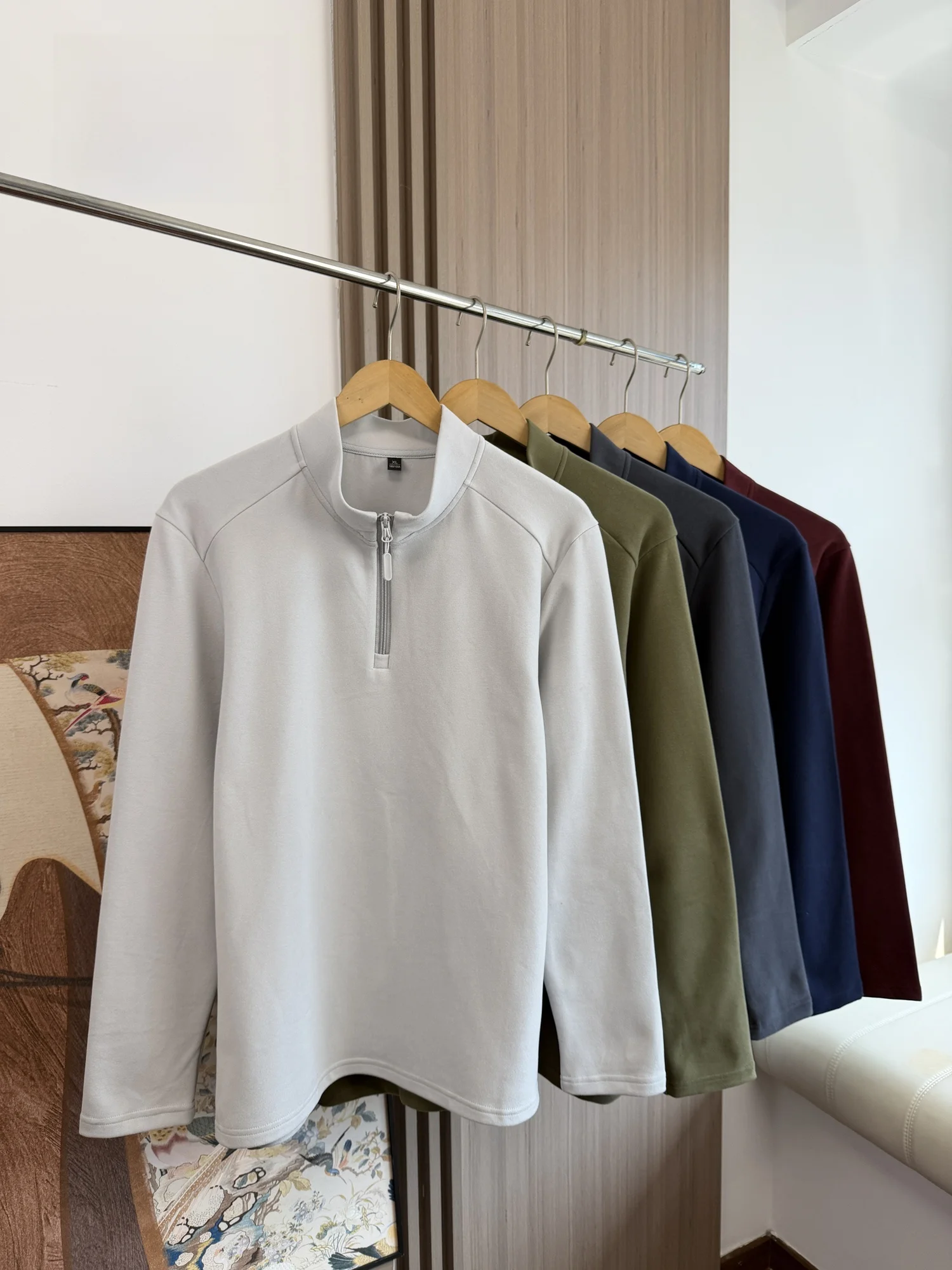 Outdoor Functionality Long Sleeve T-Shirt Men's Casual Sportswear Standard Fit Breathable Autumn Winter Zipper Design 3D Tail...
