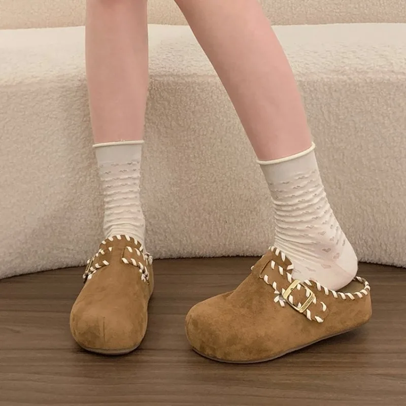 

Autumn New Thick Soled Height Increasing Anti Slip Women's Shoes Casual and Comfortable Half Slippers 2026