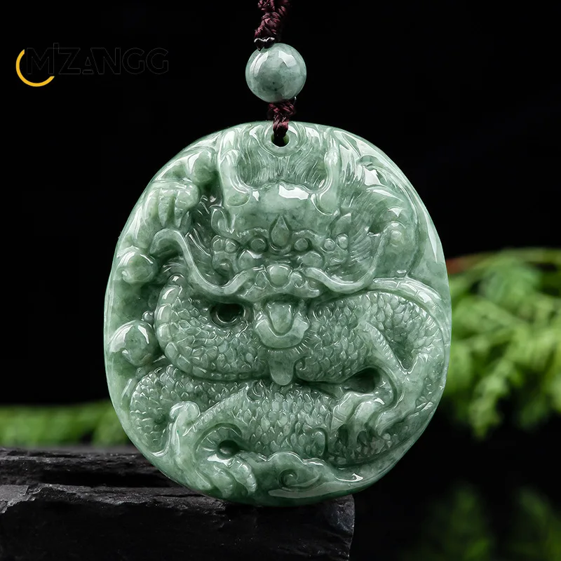 Myanmar A Goods Jadeite Majestic Dragon Pendant Fortune Zodiac Dragon Jade Necklace Men's and Women's Fashion Jewelry