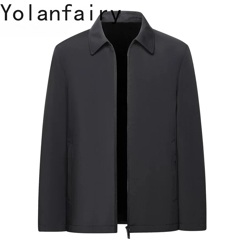 YOLANFAIRY Top Quality Natural Fur Parkas Men's Clothing Luxury Winter Mink Fur Liner Jacket Lapel Casual Real Fur Coat casaco