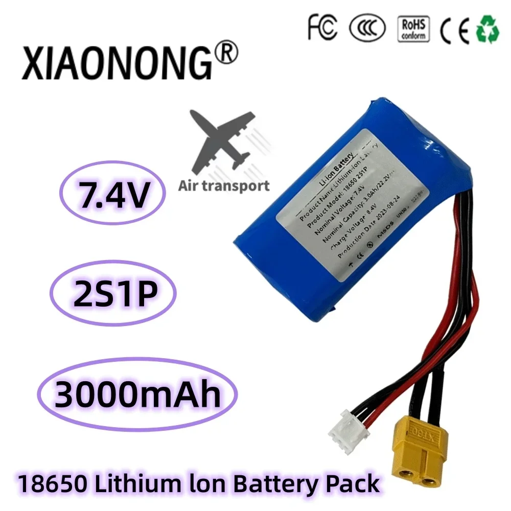 

2S1P 18650 Rechargeable Li-ion Battery Pack 7.4V 3000mah Suitable for Camera Electric Toy LED Lighting Backup Power Built-in BMS