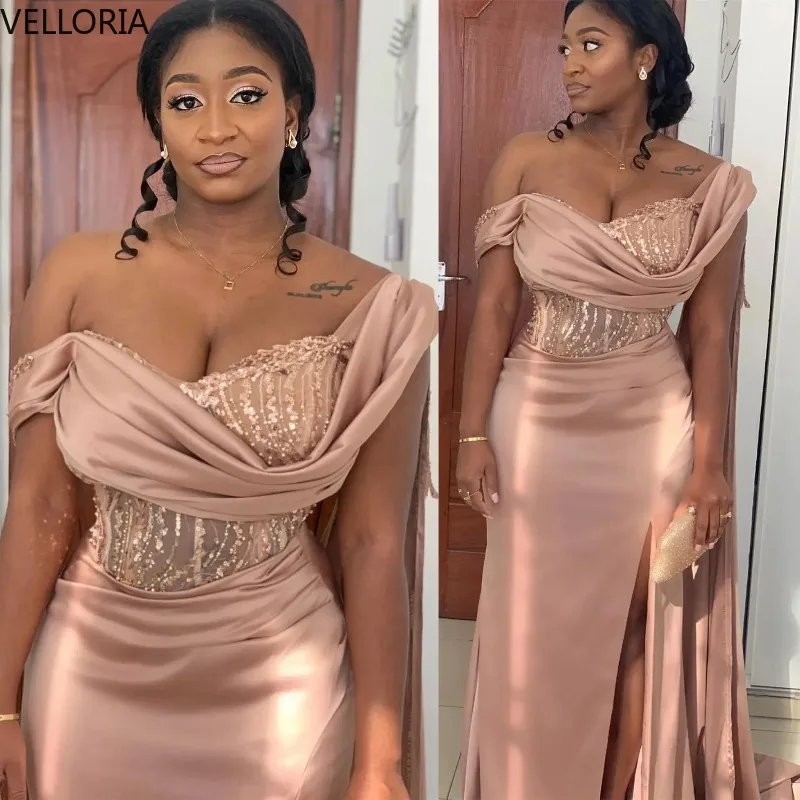 

Elegant Mermaid Evening Dress Satin One Shoulder Prom Party Bridesmaid Birthday Gown 2025 Ball Gown Vestdos De Fiesta Customized