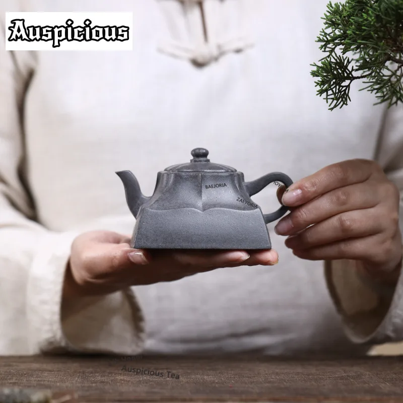 220ml Creative Yixing Purple Clay Teapots Handmade Square Narcissus  Pot Raw Ore Mud Kettle Chinese Zisha Tea Set Accessories