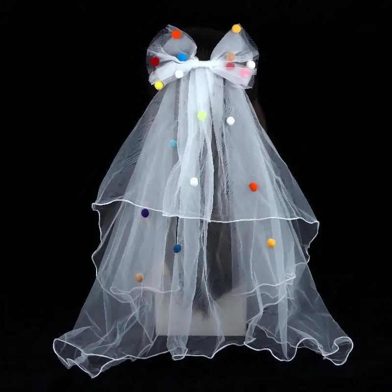Kurzer weißer Tüll-Brautschleier mit Haarspange für Hochzeit, Junggesellinnenabschied, Haarschmuck, Foto-Shooting-Requisiten – Detail 9