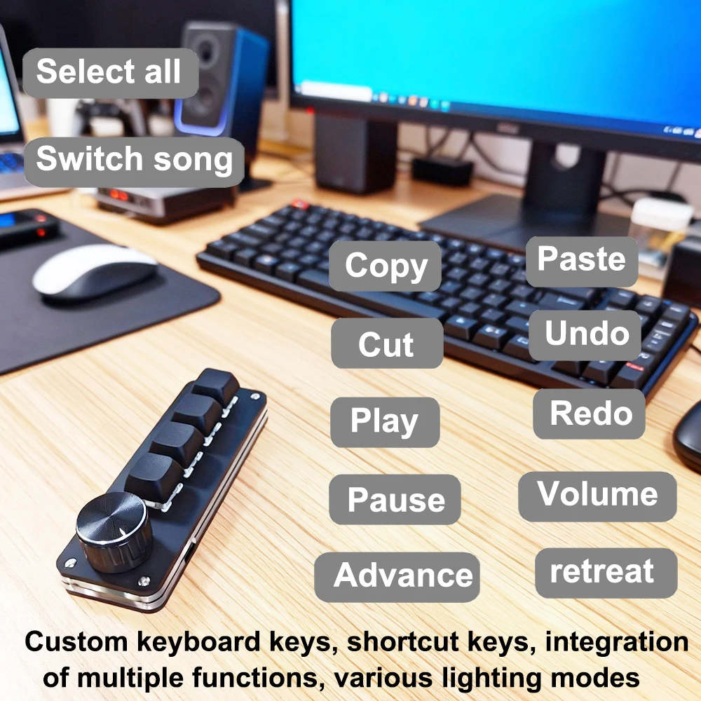 4-Key Multi-Functional Editing Keyboard Suitable for Office Design, Game Media, and Industrial Control Production Line Operation