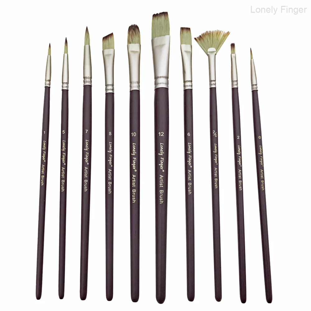 10pcs Professional Paint Brush Set – Synthetic Nylon Brushes for Acrylic, Oil, Watercolor, Gouache – No Shedding, Artist Gifts A